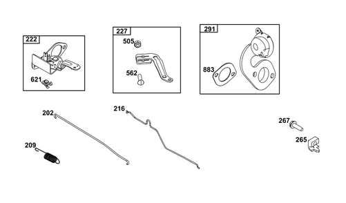Controls Group Diagram and Parts List for 121S02-0037-F1 100000 - 19Z999 Briggs and Stratton Engine